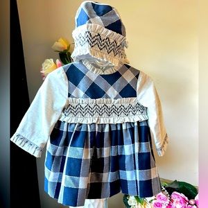 Beautiful dress with hat on Spanish style very nice on baby girl 12 months